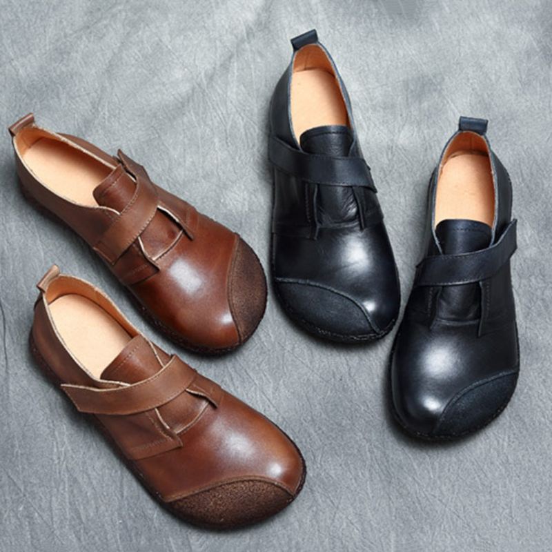 Jesień Retro Skórzane Płaskie Buty Damskie | Buty Na Prezent