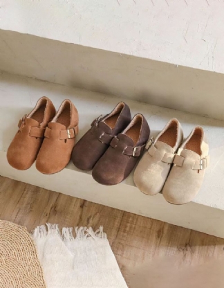 Okrągłe Zamszowe Wsuwane Buty Birkenstock