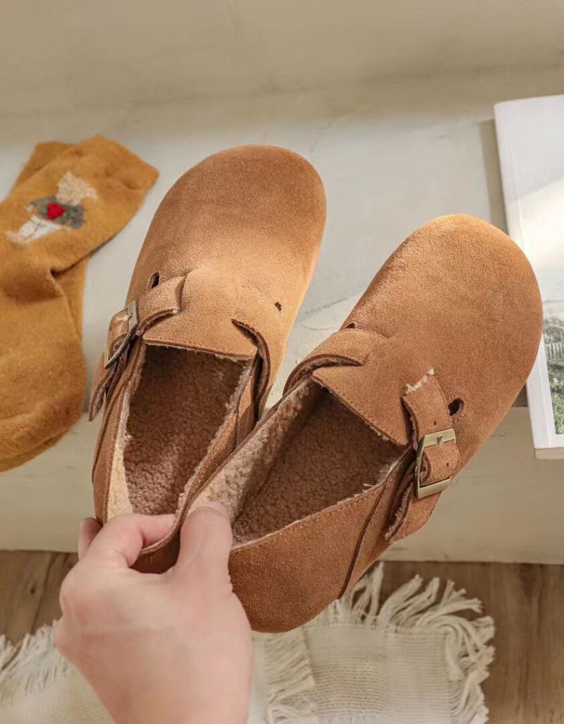 Okrągłe Zamszowe Wsuwane Buty Birkenstock