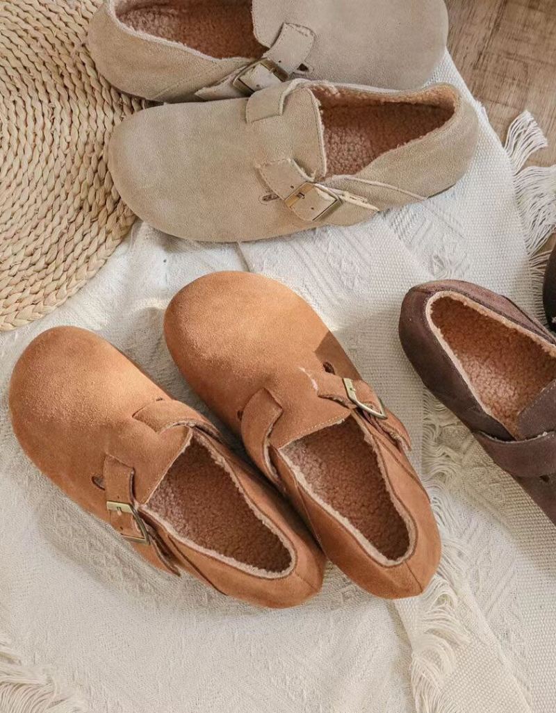 Okrągłe Zamszowe Wsuwane Buty Birkenstock