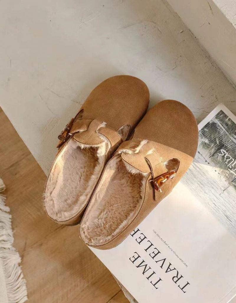 Okrągłe Zamszowe Wsuwane Buty Birkenstock