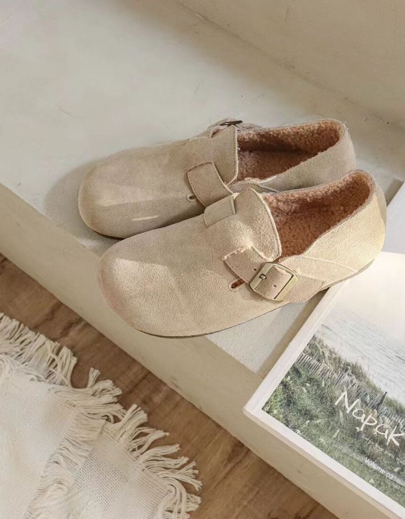 Okrągłe Zamszowe Wsuwane Buty Birkenstock