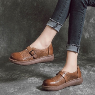 Skórzane Ręcznie Robione Płaskie Buty W Stylu Retro | Buty Na Prezent