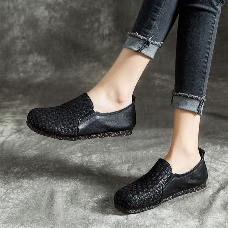 Wygodne Płaskie Buty Ze Skóry W Stylu Retro | Buty Na Prezent