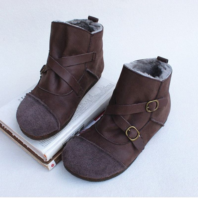 Buty Zimowe W Stylu Retro Z CZystej Skóry | Buty Na Prezent | 35-41