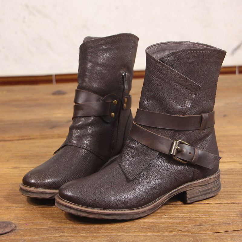 Jesienno-zimowe Buty Motocyklowe Z Klamrą Retro