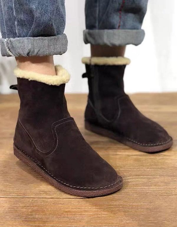 Ręcznie Robione Buty Zimowe Zamszowe W Stylu Retro