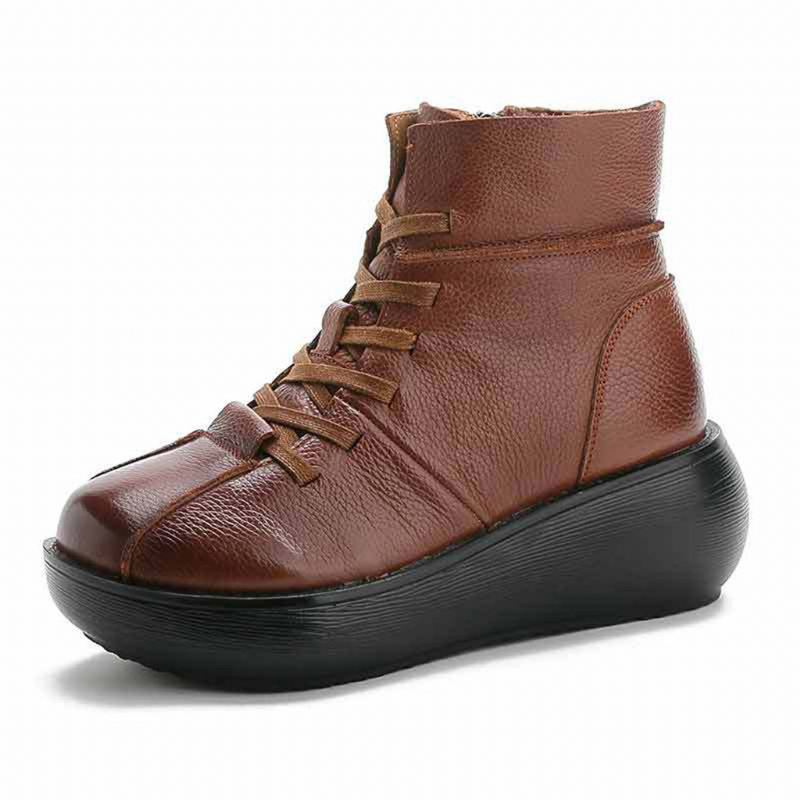 Wygodne Skórzane Krótkie Buty Jesienno-zimowe W Stylu Vintage | Buty Na Prezent