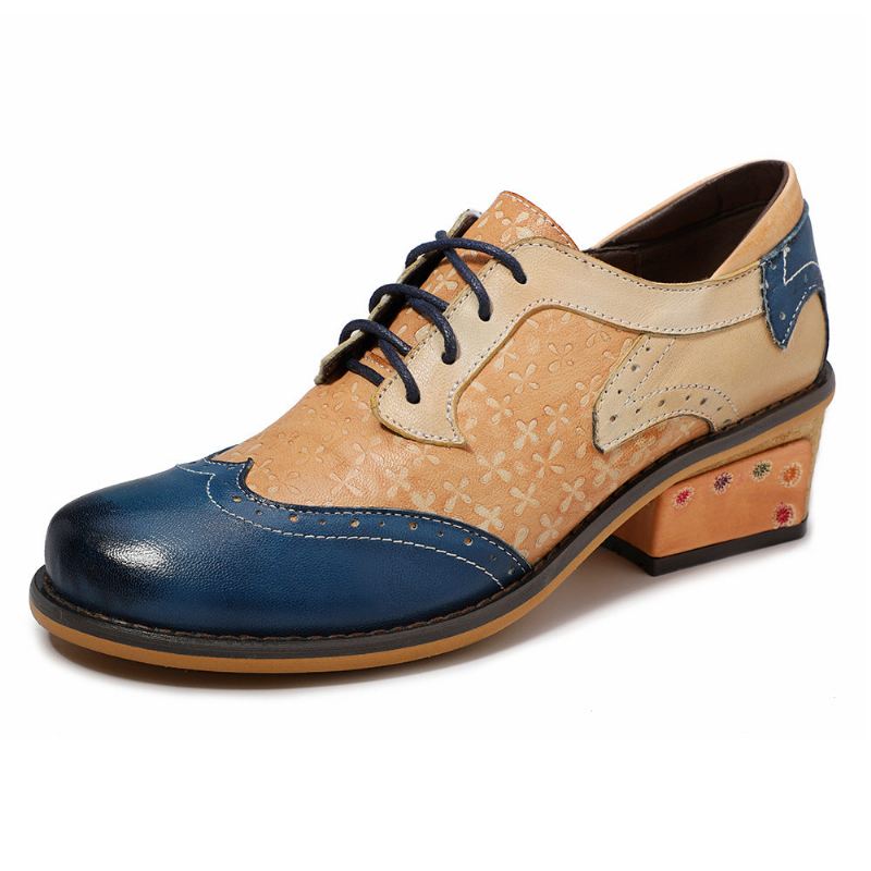 Vintage Ręcznie Robione Buty Oxford Z Prawdziwej Skóry