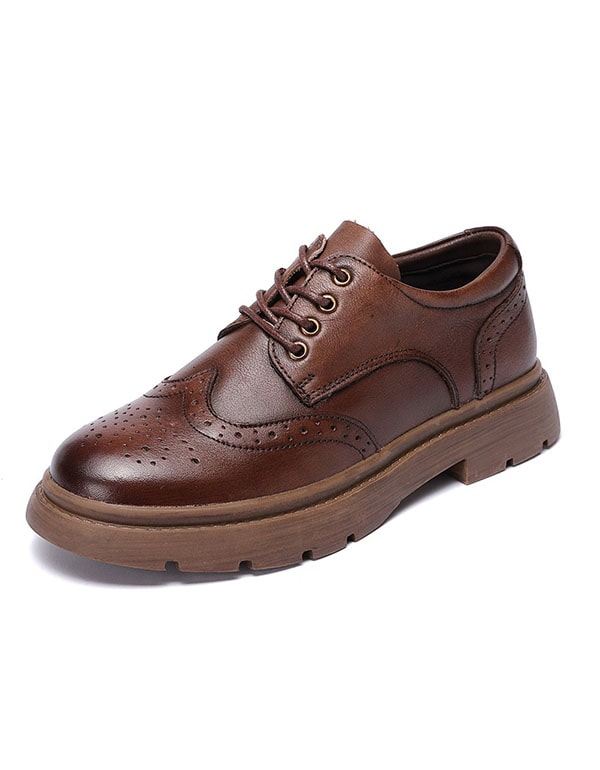 Wiosna Retro Skórzane Sznurowane Buty Oxford