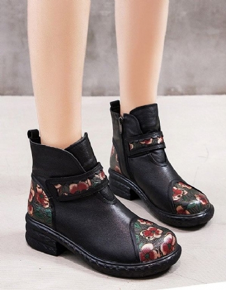 Vintage Malowane Na Rzepy Buty Zimowe W Stylu Etnicznym