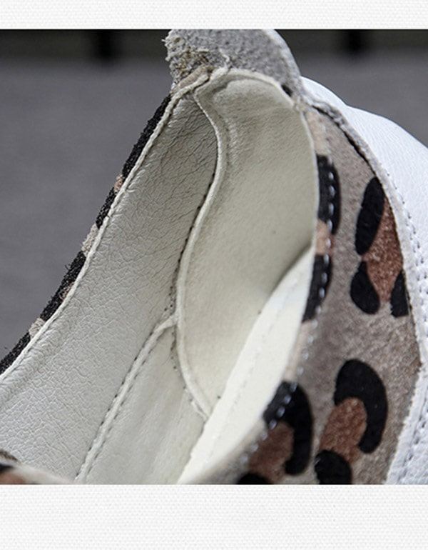 Leopard Print Canvas Płaskie Damskie Buty Na Co Dzień