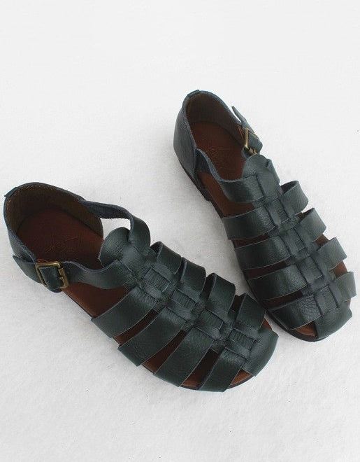 Vintage Strappy Płaskie Sandały Z Krótkimi Palcami | 35-41