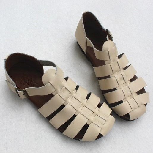 Vintage Strappy Płaskie Sandały Z Krótkimi Palcami | 35-41