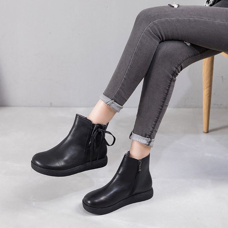 Jesień Zima Retro Casual Skórzane Krótkie Buty | Buty Na Prezent