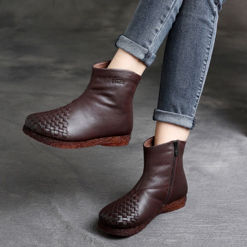 Jesień Zima Retro Skórzane Buty Damskie 35-42 | Buty Na Prezent