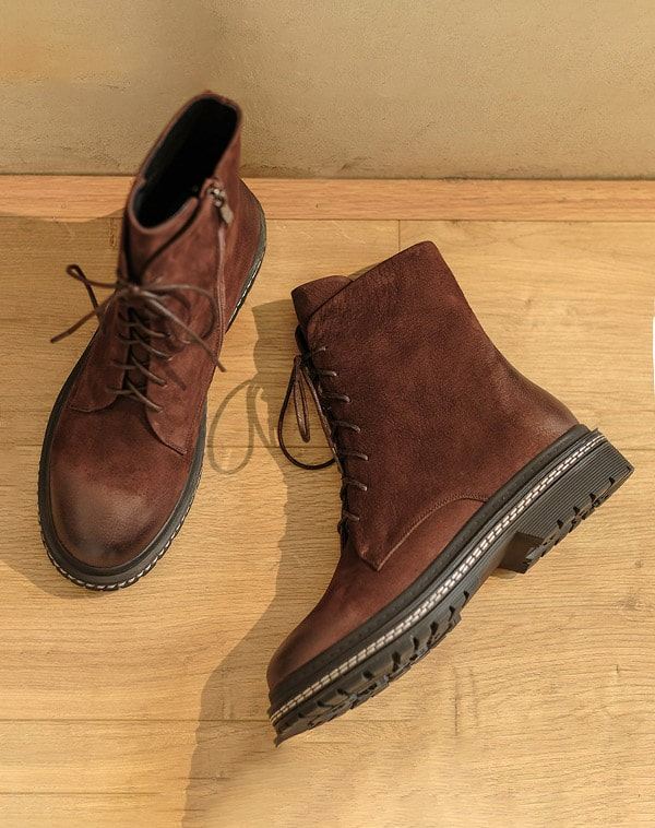 Jesienno-zimowa W Stylu Vintage Wygodne Aksamitne Krótkie Buty