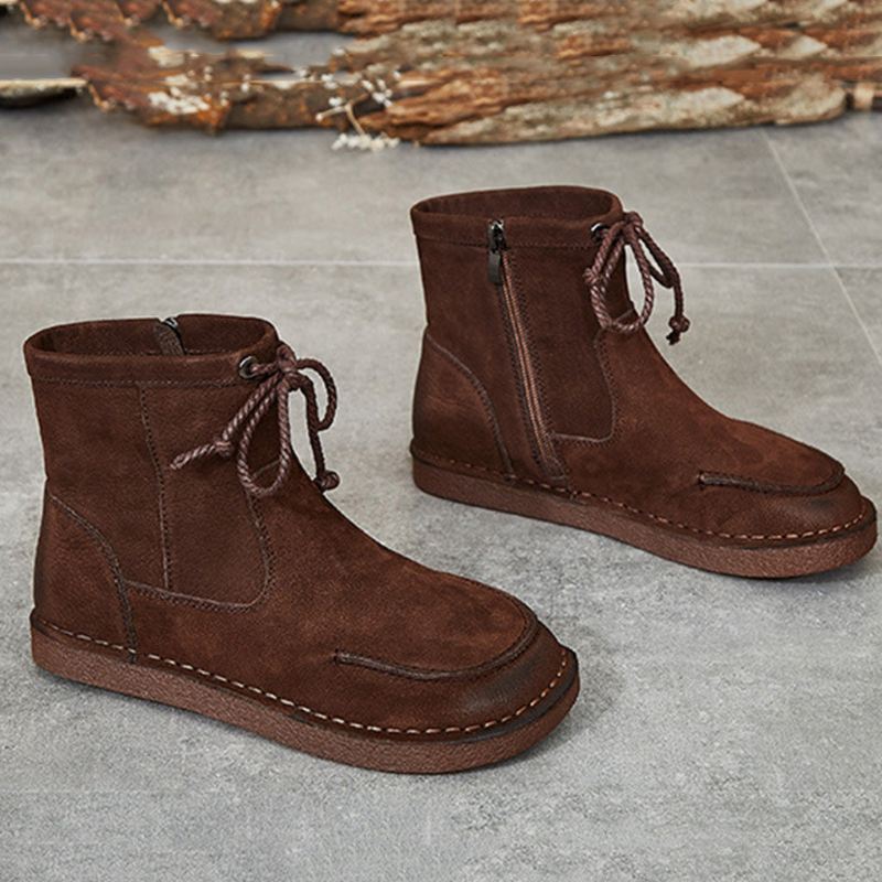 Ręcznie Robione Skórzane Krótkie Buty W Stylu Retro | Buty Na Prezent