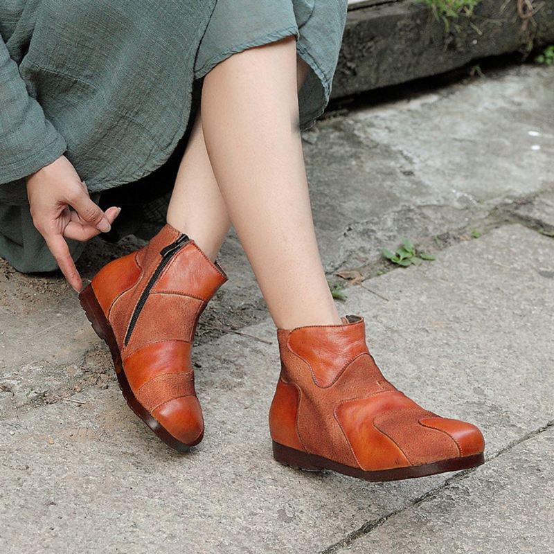 Skórzane Krótkie Buty W Stylu Retro | Buty Na Prezent