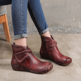 Zimowe Ręcznie Robione Skórzane Krótkie Buty W Stylu Retro | Buty Na Prezent