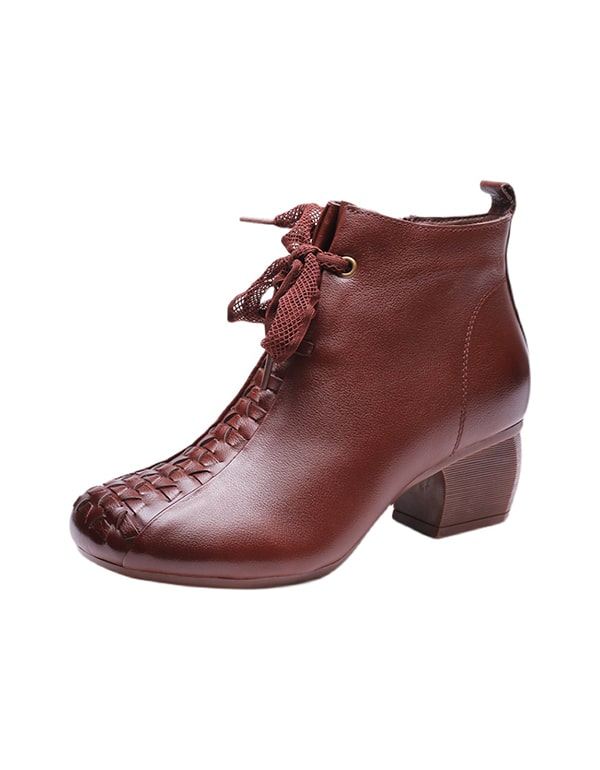 Jesienno-zimowe Eleganckie Buty Na Grubym Obcasie W Stylu Retro